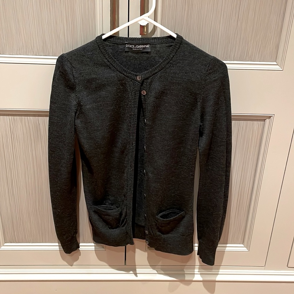 Dolce & Gabbana women’s charcoal gray wool cardigan size S